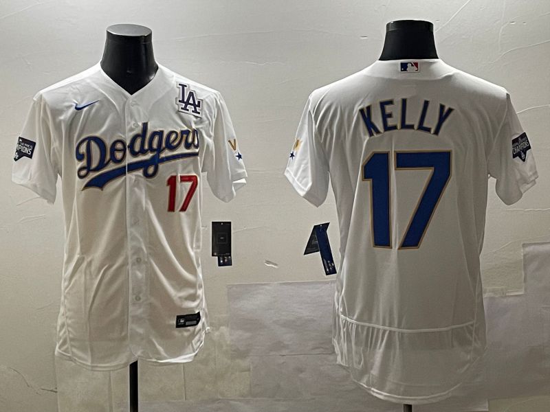 Men Los Angeles Dodgers #17 Kelly White Gold Elite 2025 Nike MLB Jersey style 5->los angeles dodgers->MLB Jersey